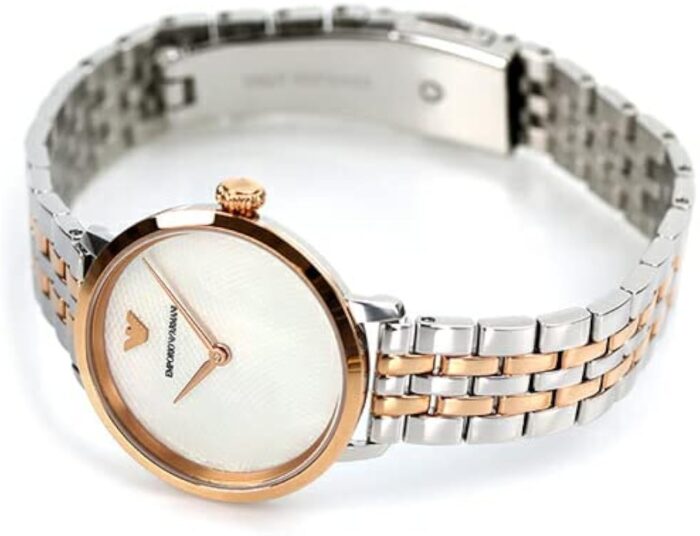 Emporio Armani Modern Slim Analog Mother of Pearl Dial Two Tone Steel Strap Watch For Women - AR11157 - Image 7